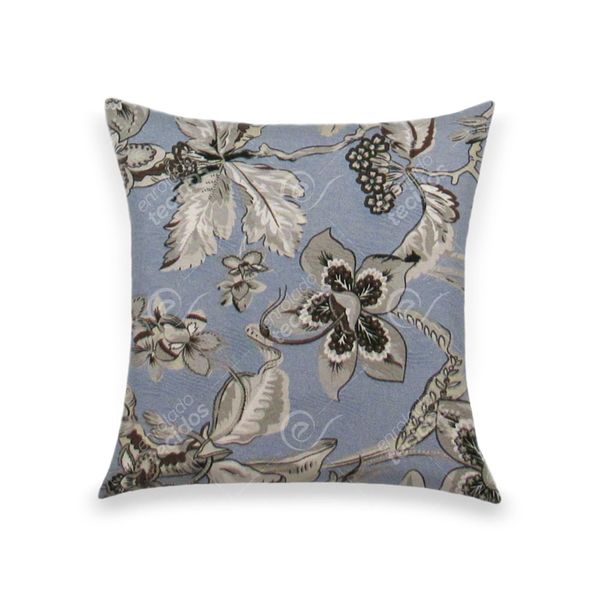 almofada-tecido-jacquard-estampado-floral-azul-e-cinza