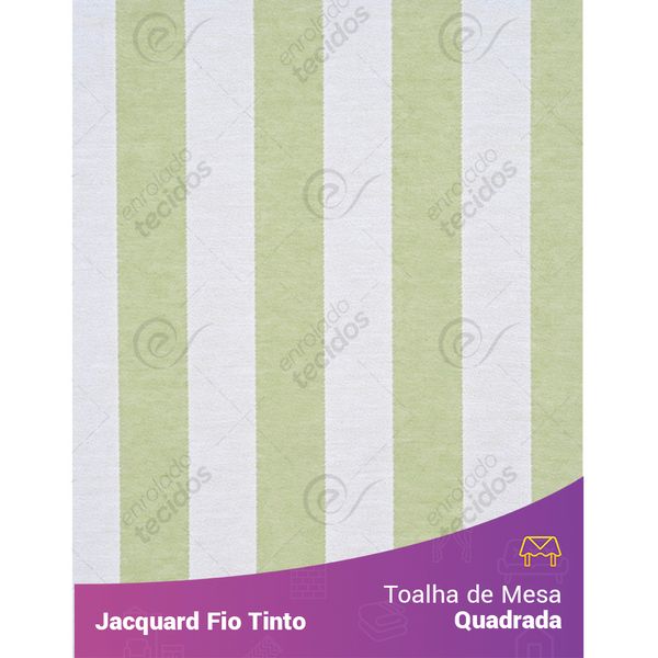 Toalha-Quadrada-em-Tecido-Jacquard-Verde-Claro-e-Branco-Listrado-Fio-Tinto