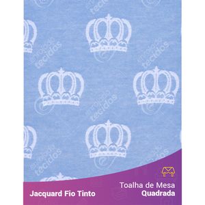 Toalha-Quadrada-em-Tecido-Jacquard-Azul-Bebe-e-Branco-Coroa-Fio-Tinto