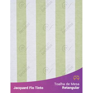 Toalha-Retangular-em-Tecido-Jacquard-Verde-Claro-e-Branco-Listrado-Fio-Tinto