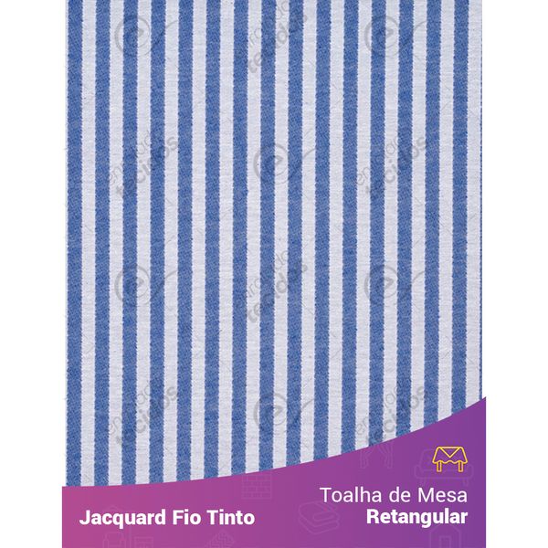 Toalha-Retangular-em-Tecido-Jacquard-Azul-Royal-e-Branco-Listrado-Estreito-Fio-Tinto