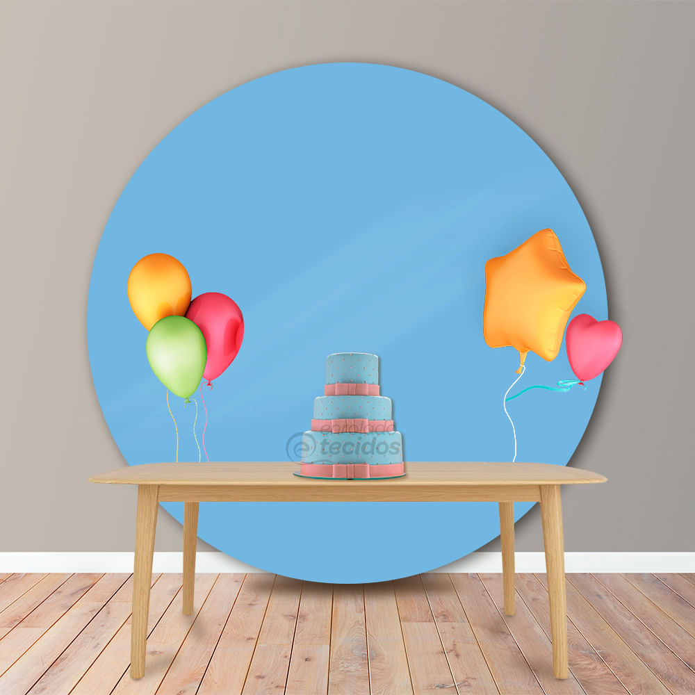 Painel Redondo Em Tecido Oxford Azul Piscina Liso 300 888 127