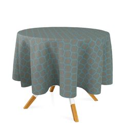 toalha-redonda-tecido-jacquard-azul-e-dourado-geometrico-tradicional