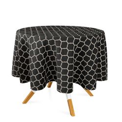 toalha-redonda-tecido-jacquard-preto-e-cru-geometrico-tradicional