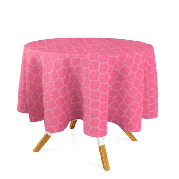 toalha-redonda-tecido-jacquard-rosa-pink-chiclete-geometrico