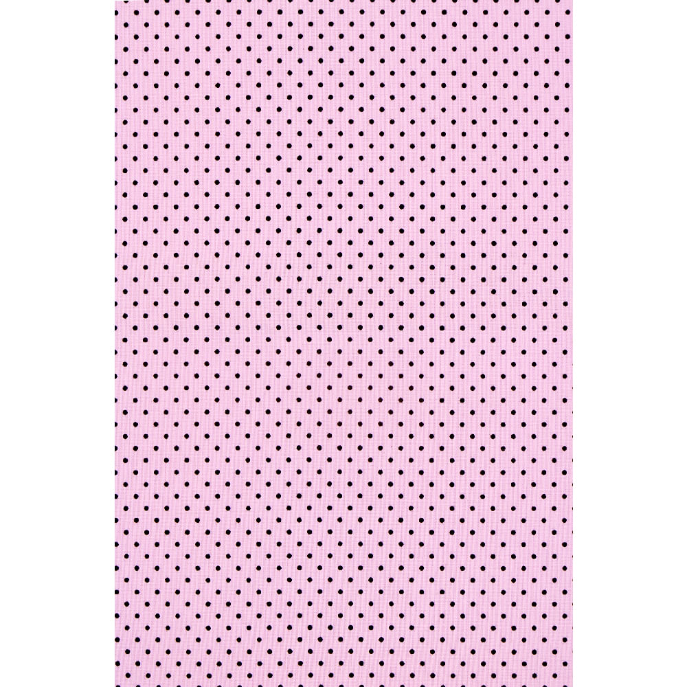 Tecido Tricoline Micro Poá Preto Fundo Rosa-Pink - All Magazine