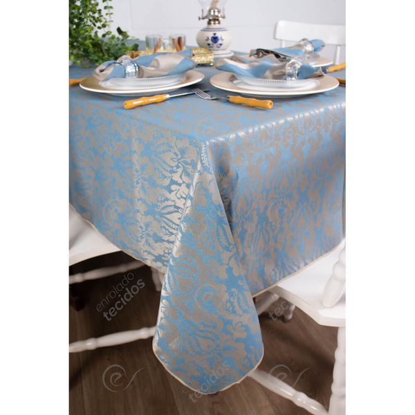 toalha-quadrada-tecido-jacquard-azul-dourado-adamascado-tradicional