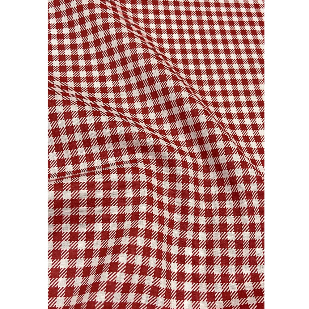 Tecido Tricoline Estampado Xadrez Branco e Vermelho - 50cm x 1