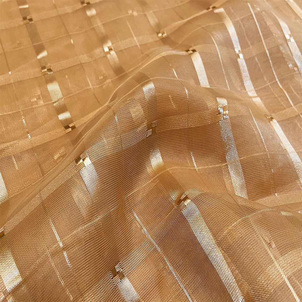 Tecido Gorgurinho Xadrez Dourado - 1,50m de Largura - Enrolado Tecidos