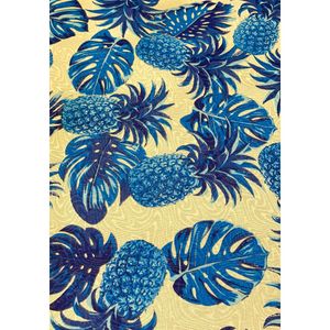 tecido-jacquard-estampado-abacaxi-azul-fundo-off-white-tropical