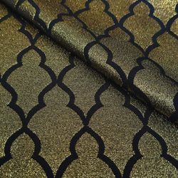 Tecido-Jacquard-Lurex-Preto-e-Dourado-Geometrico