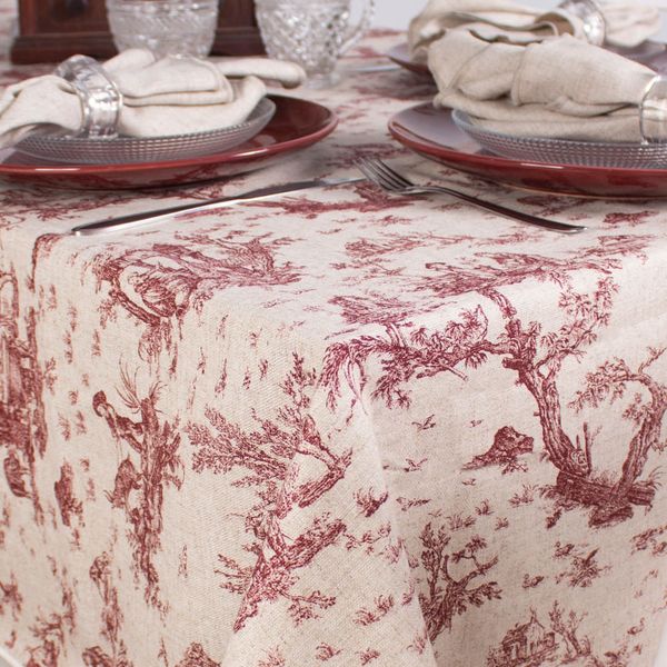 toalha-retangular-tecido-linho-estampado-toile-de-jouy-vermelho